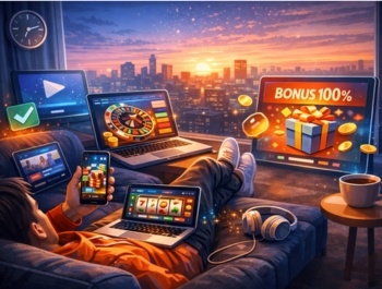 Okostelefonon és laptopon történő tudatos online kikapcsolódás illusztrációja